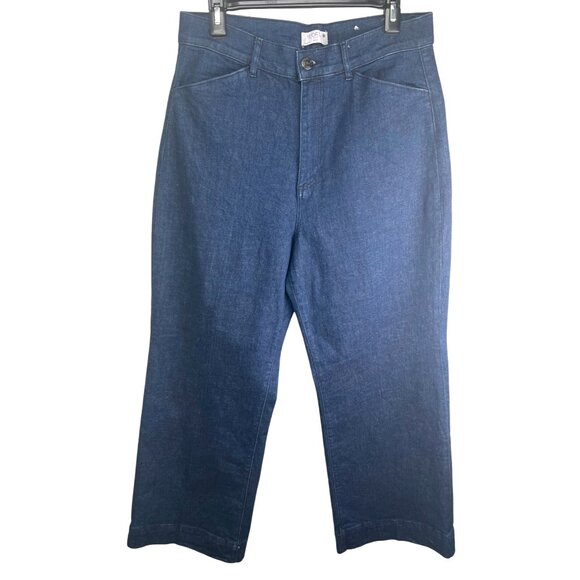 Loft Outlet Petite Trousers Dark Wash Denim Cotton Blend Size 12 Petite - Picture 1 of 15